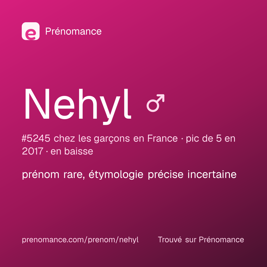 Carte de partage du prénom Nehyl
