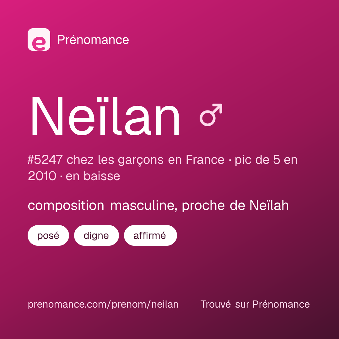 Carte de partage du prénom Neïlan