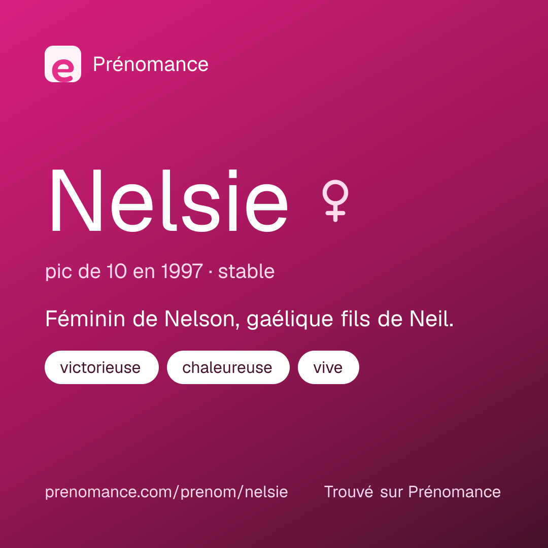 Carte de partage du prénom Nelsie