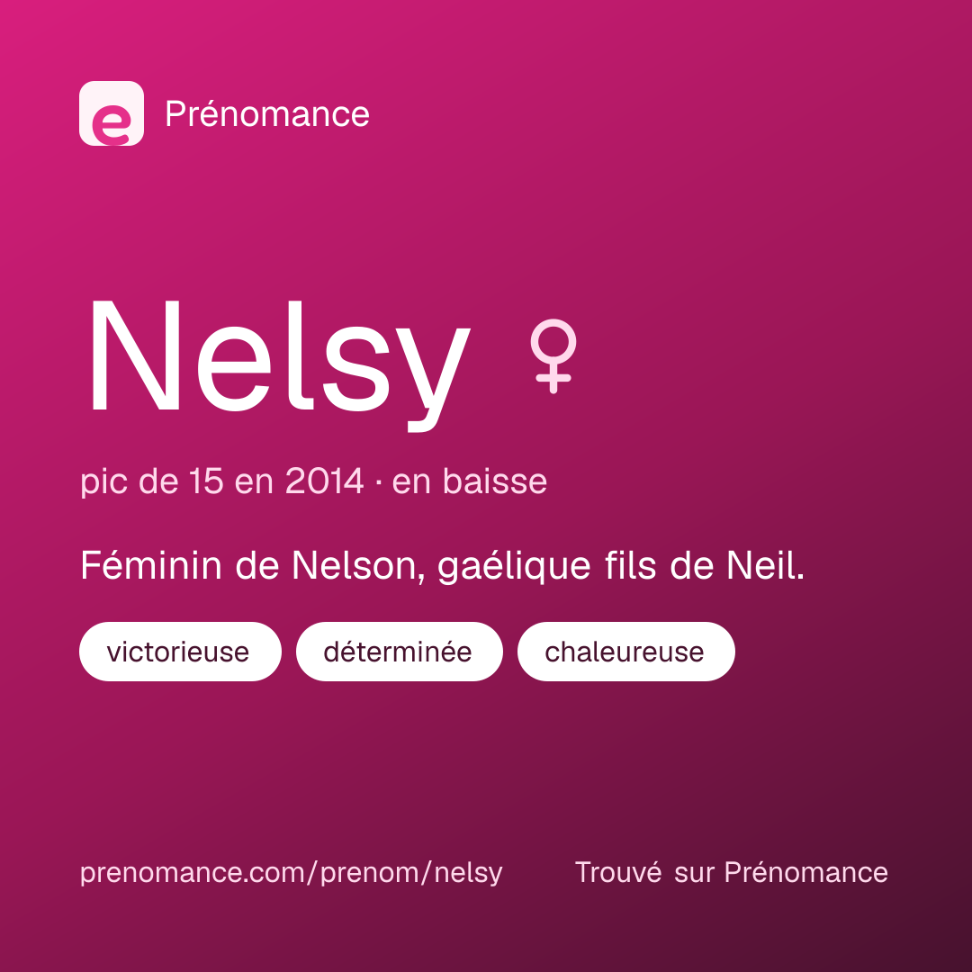 Carte de partage du prénom Nelsy