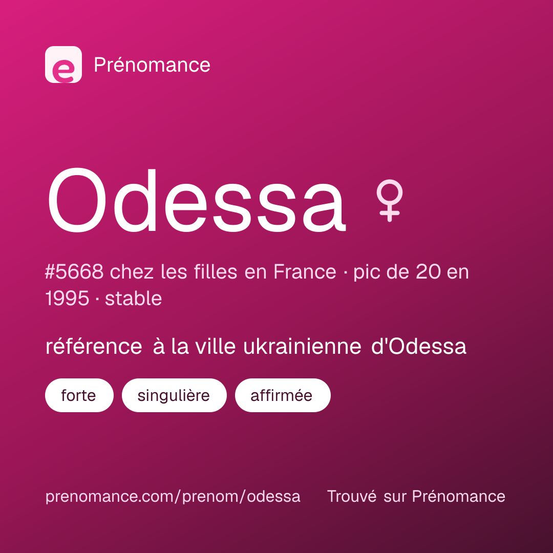 Carte de partage du prénom Odessa