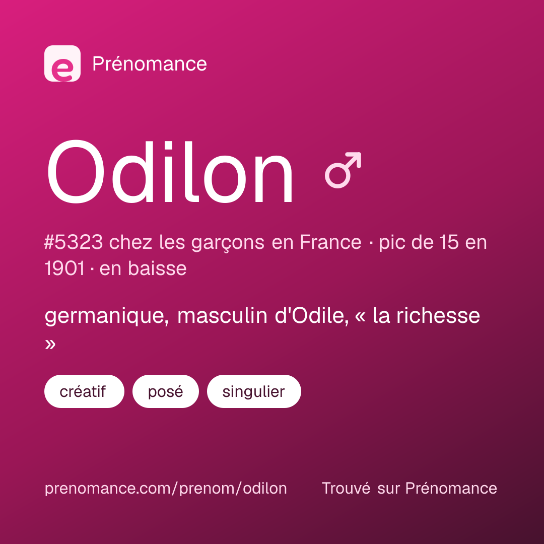 Carte de partage du prénom Odilon