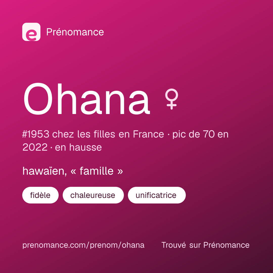 Carte de partage du prénom Ohana