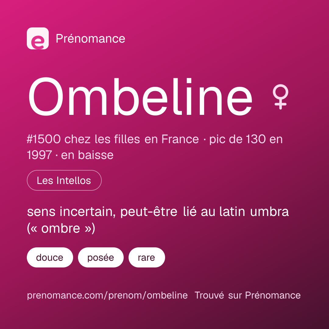 Carte de partage du prénom Ombeline