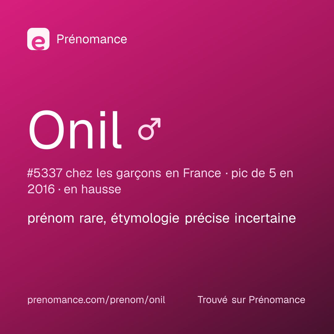 Carte de partage du prénom Onil