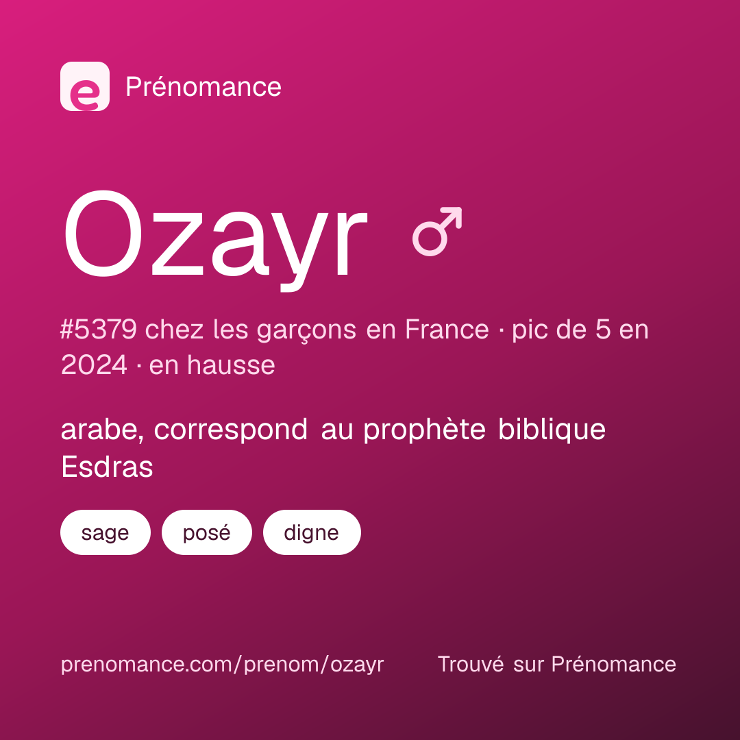 Carte de partage du prénom Ozayr