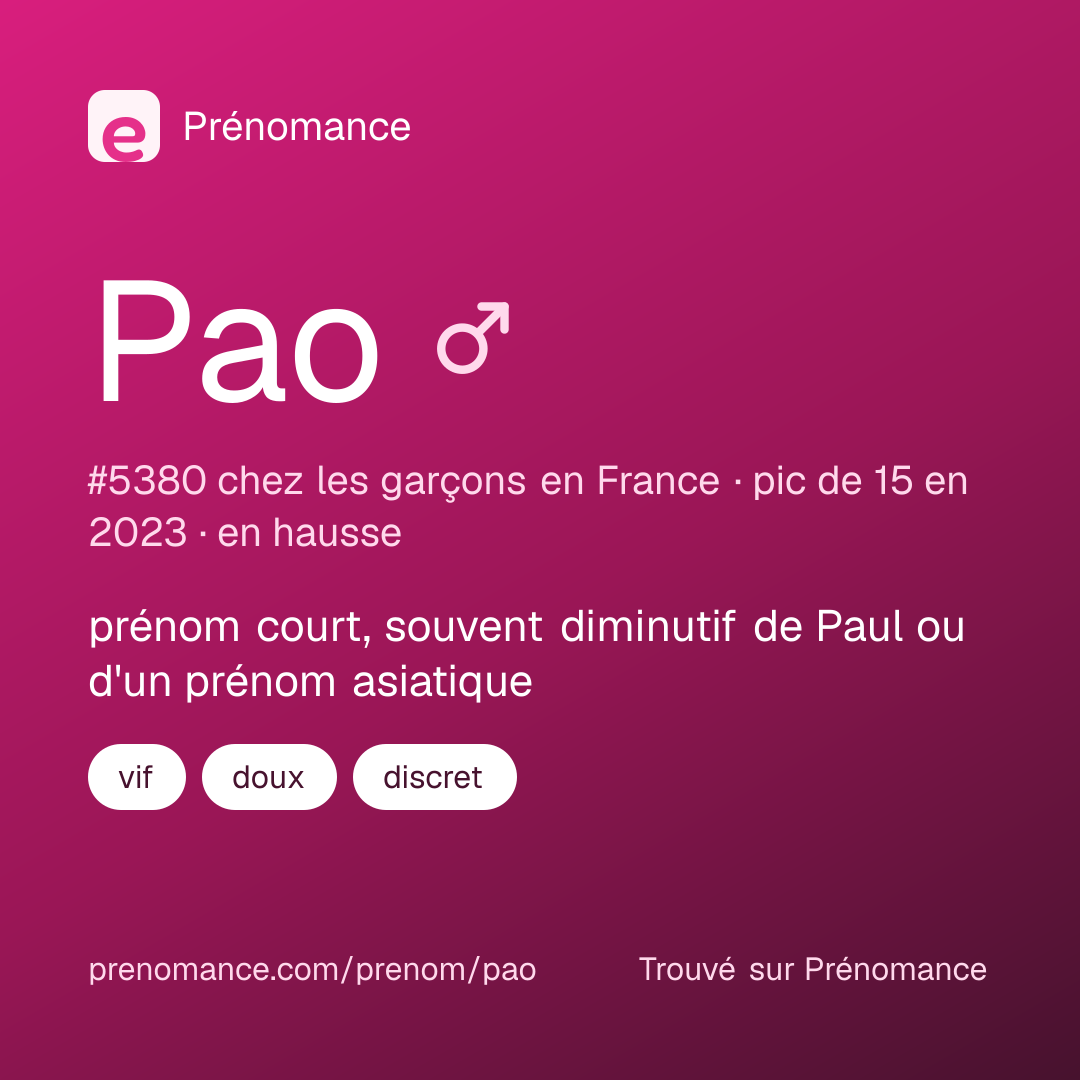 Carte de partage du prénom Pao