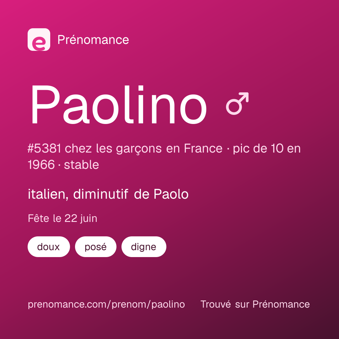Carte de partage du prénom Paolino
