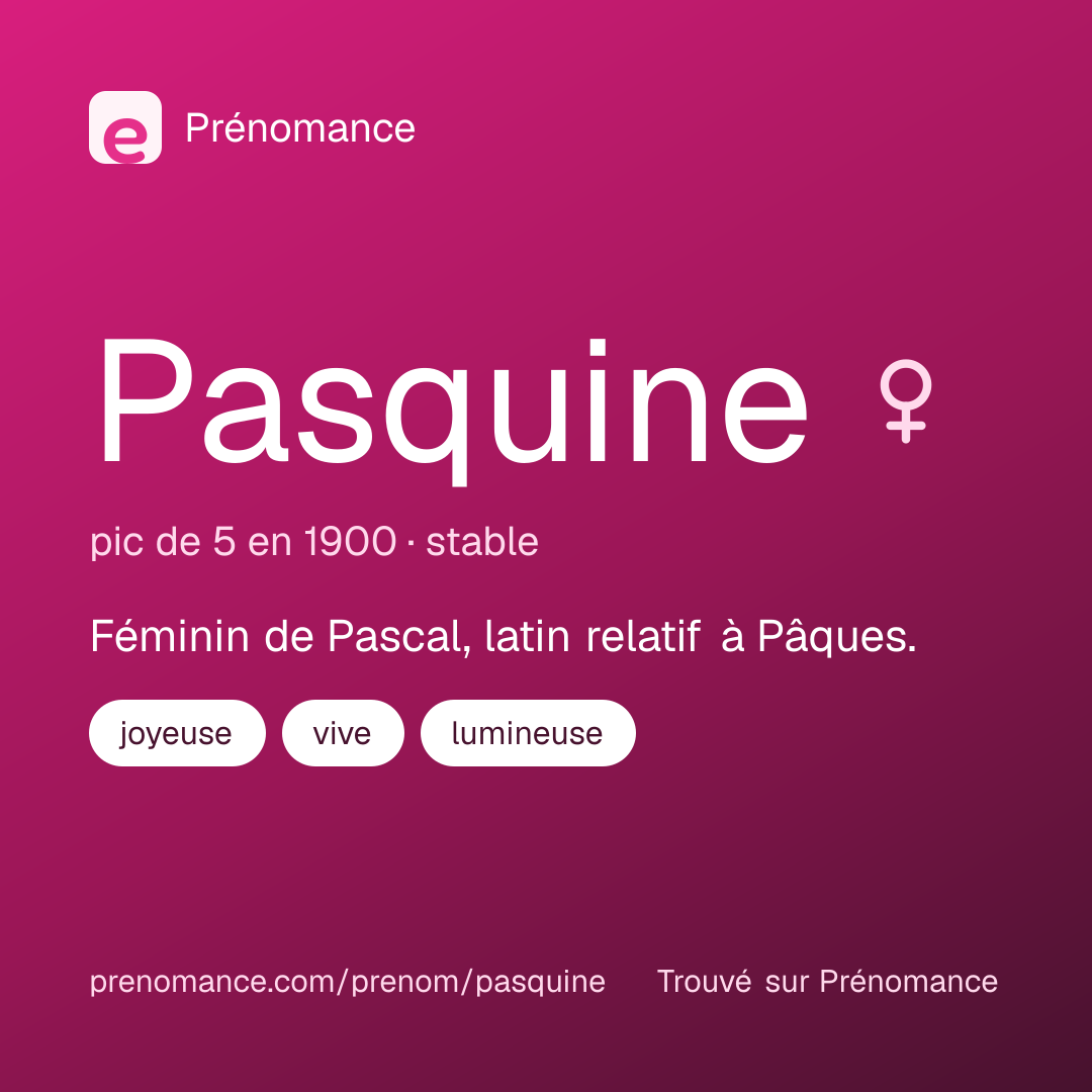 Carte de partage du prénom Pasquine