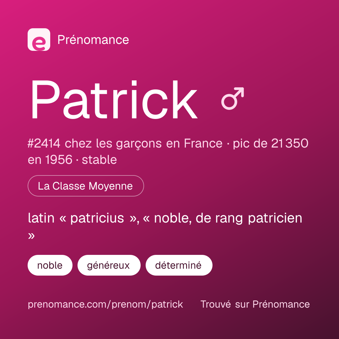 Carte de partage du prénom Patrick