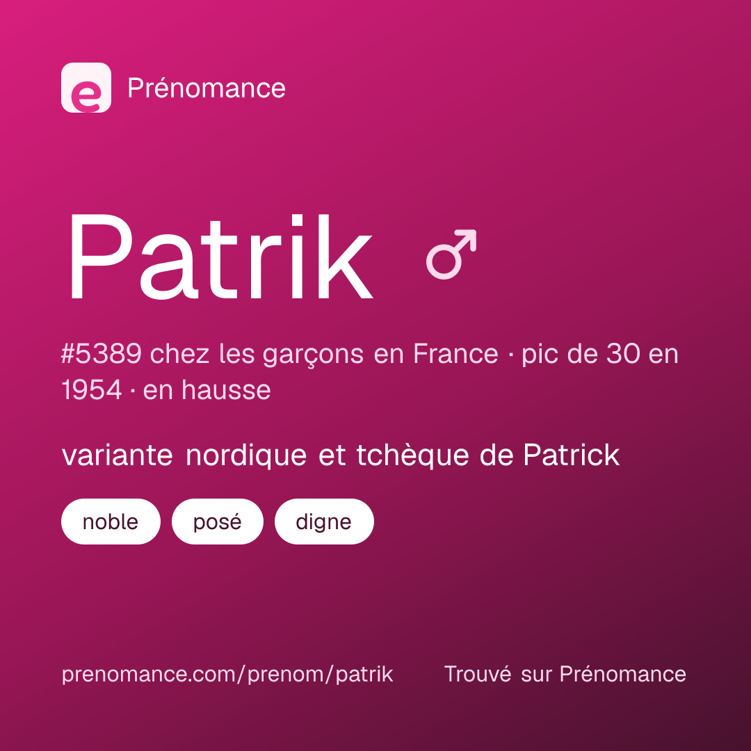Carte de partage du prénom Patrik