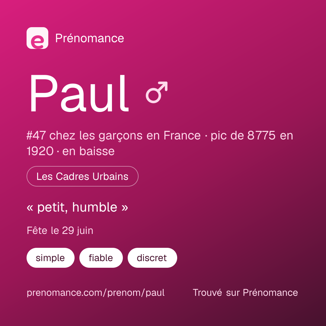 Carte de partage du prénom Paul