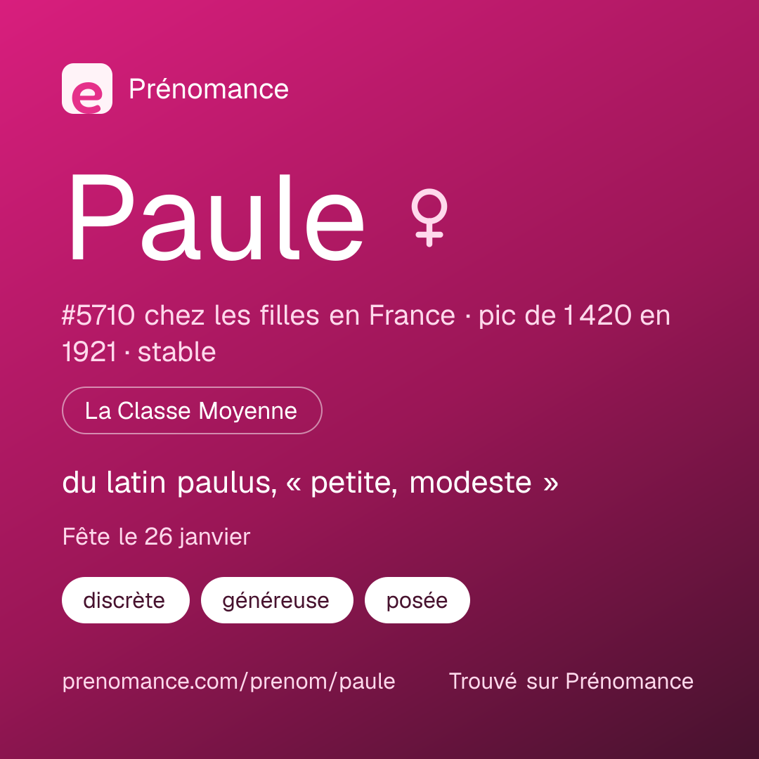 Carte de partage du prénom Paule