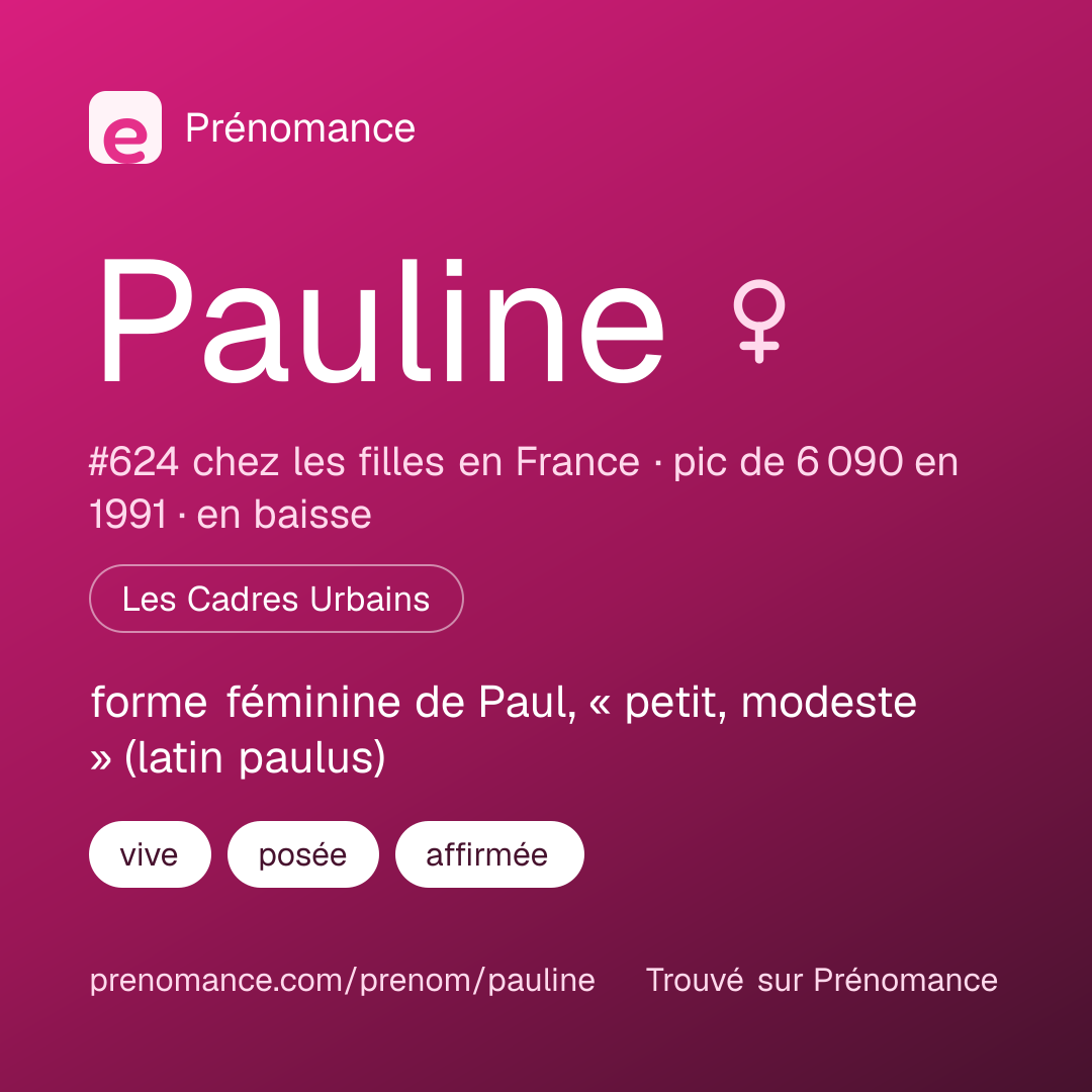 Carte de partage du prénom Pauline