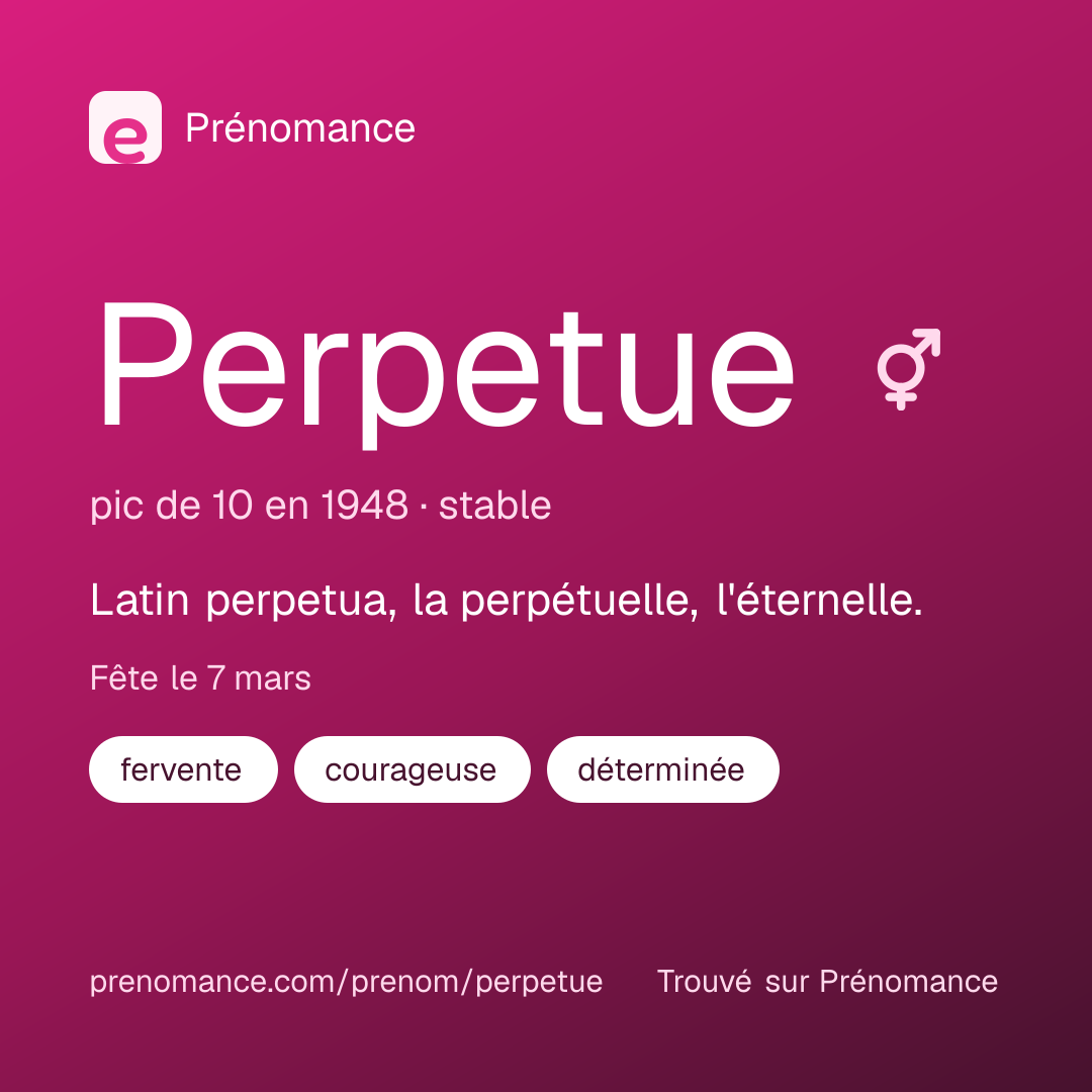 Carte de partage du prénom Perpetue
