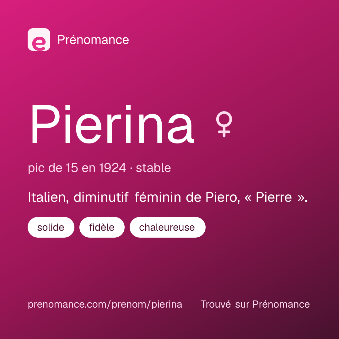 Carte de partage du prénom Pierina