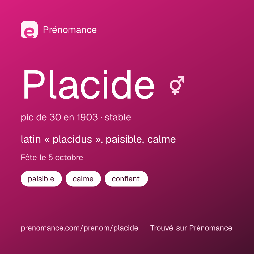 Carte de partage du prénom Placide