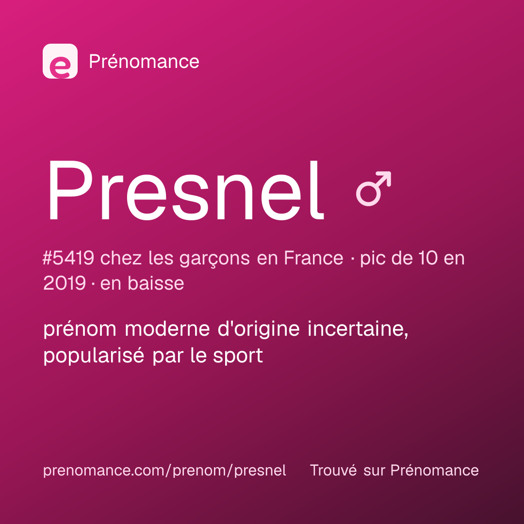 Carte de partage du prénom Presnel