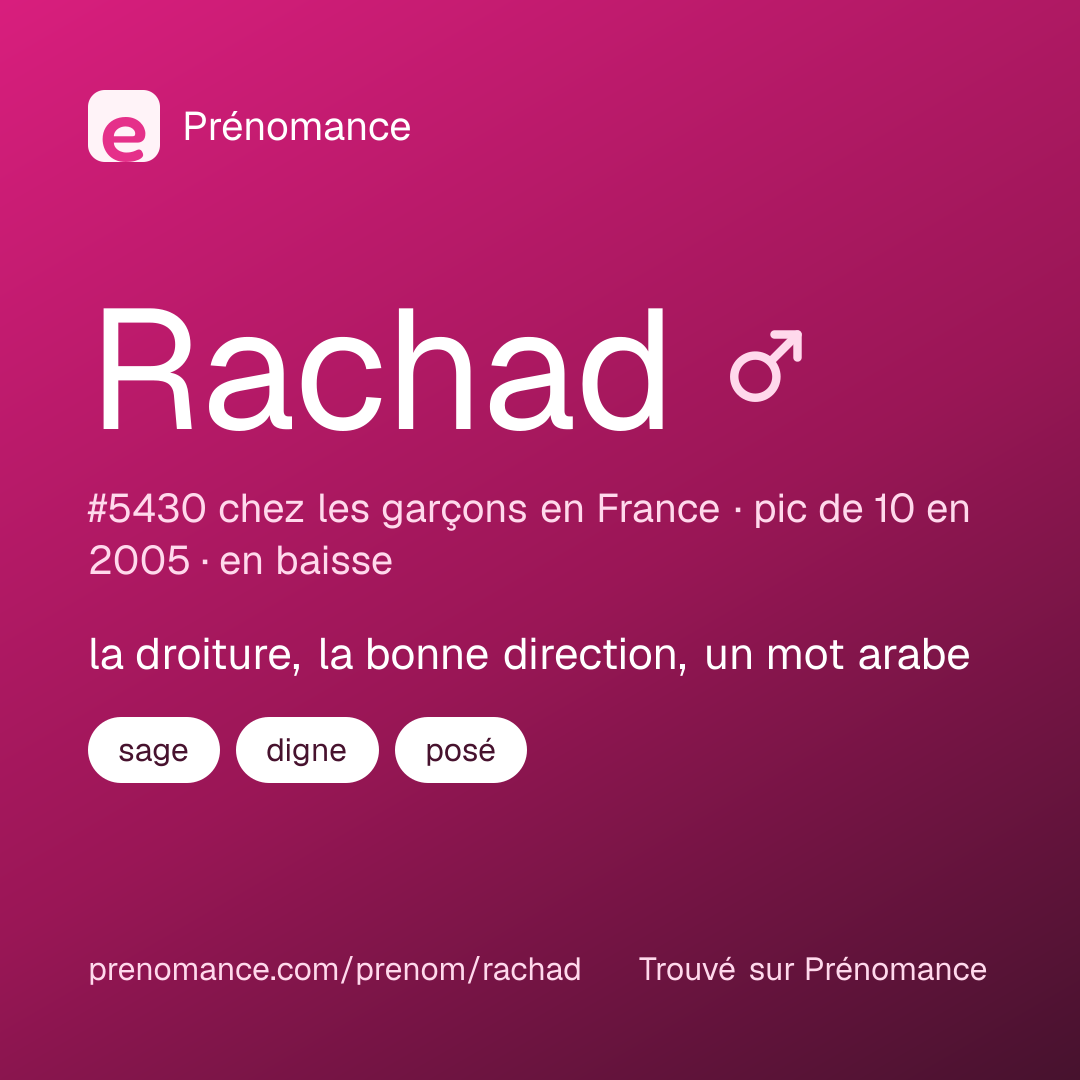 Carte de partage du prénom Rachad
