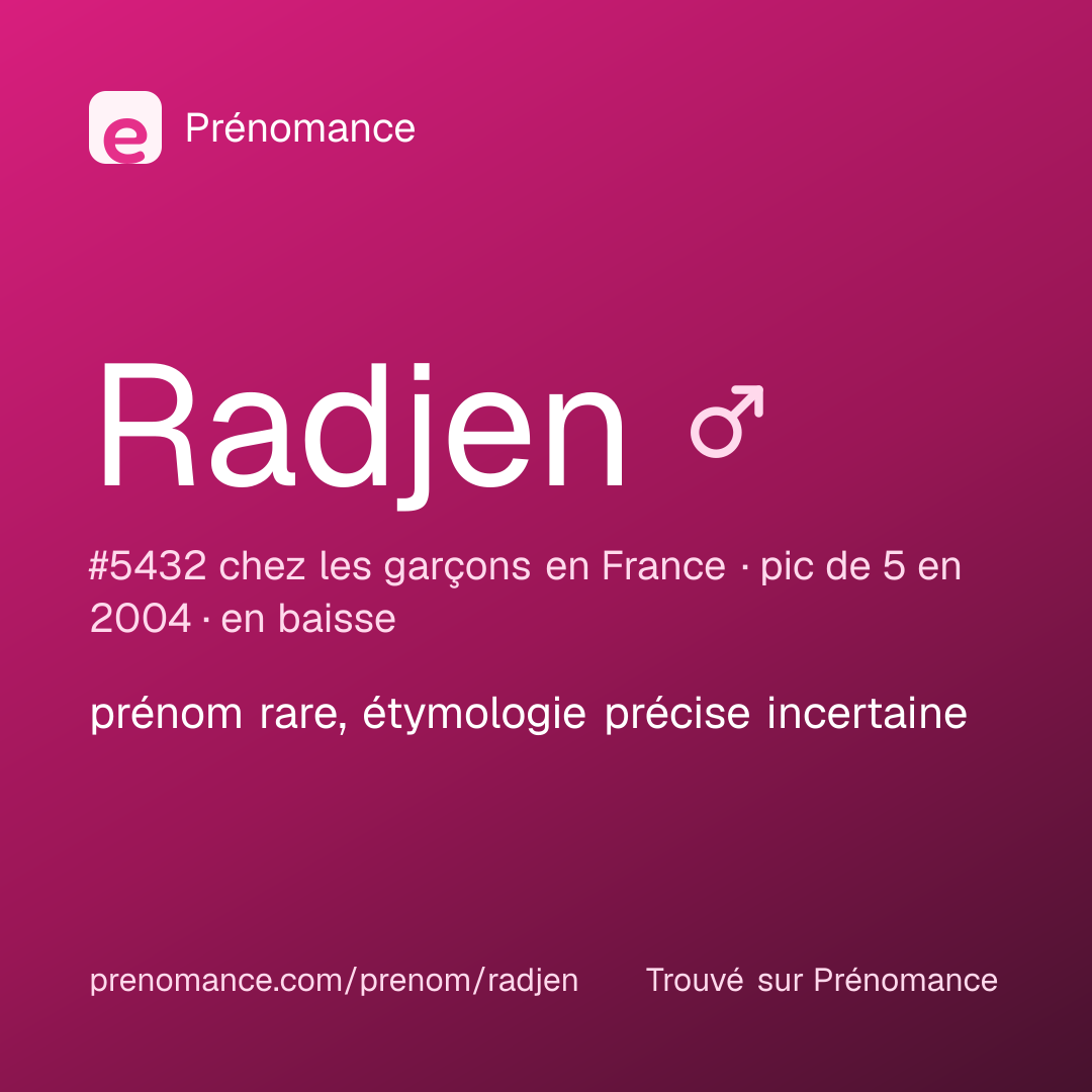 Carte de partage du prénom Radjen