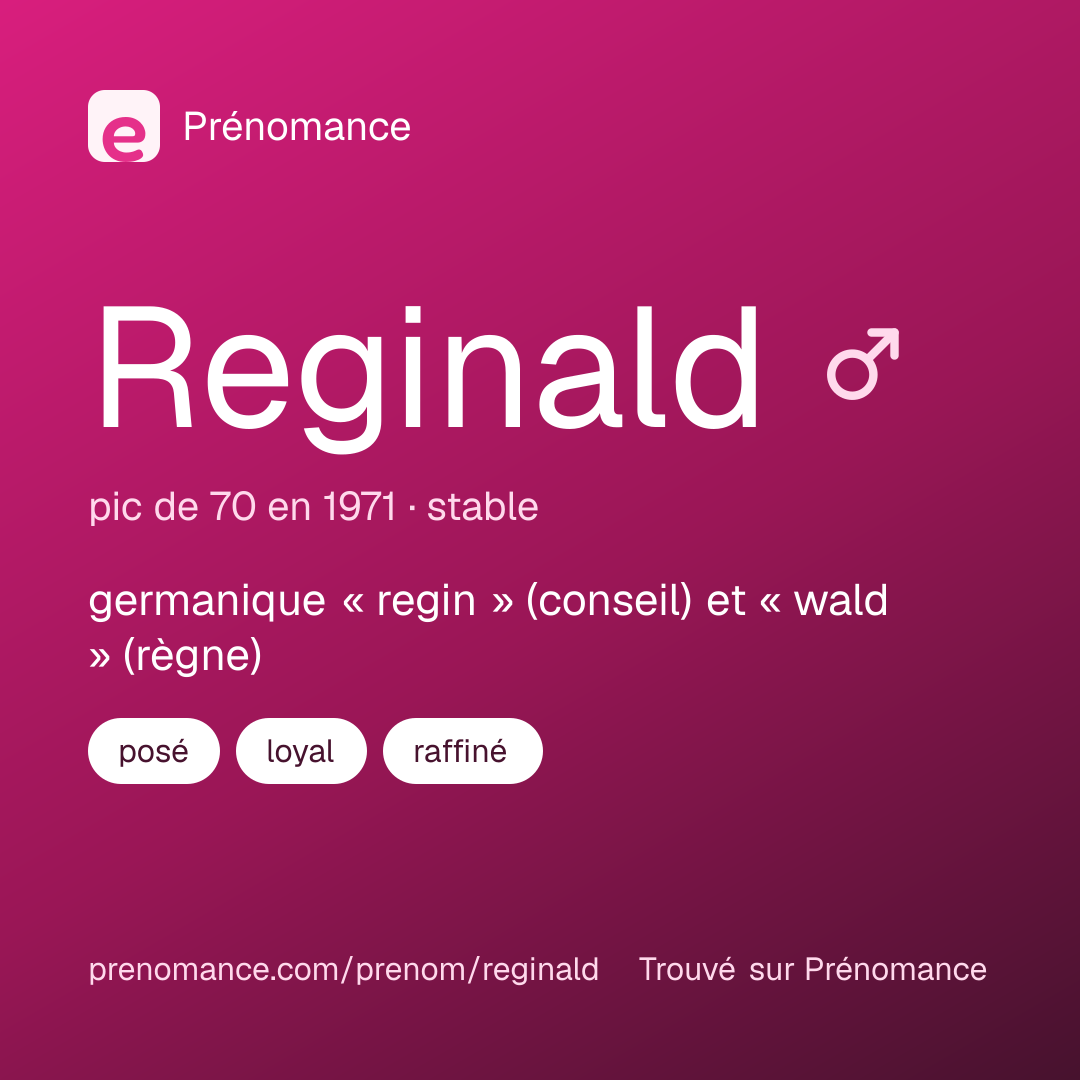 Carte de partage du prénom Reginald