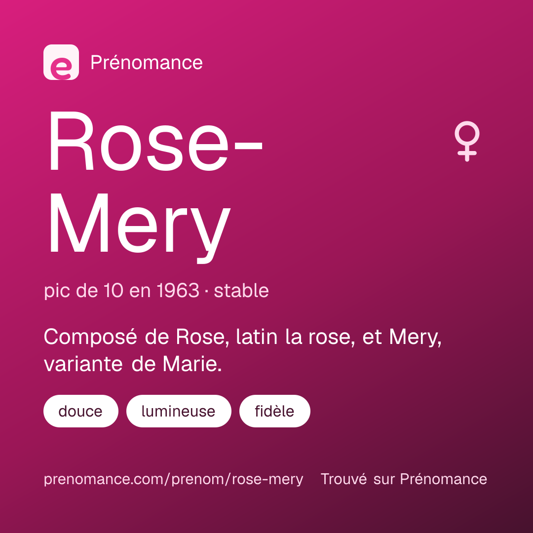 Carte de partage du prénom Rose-Mery
