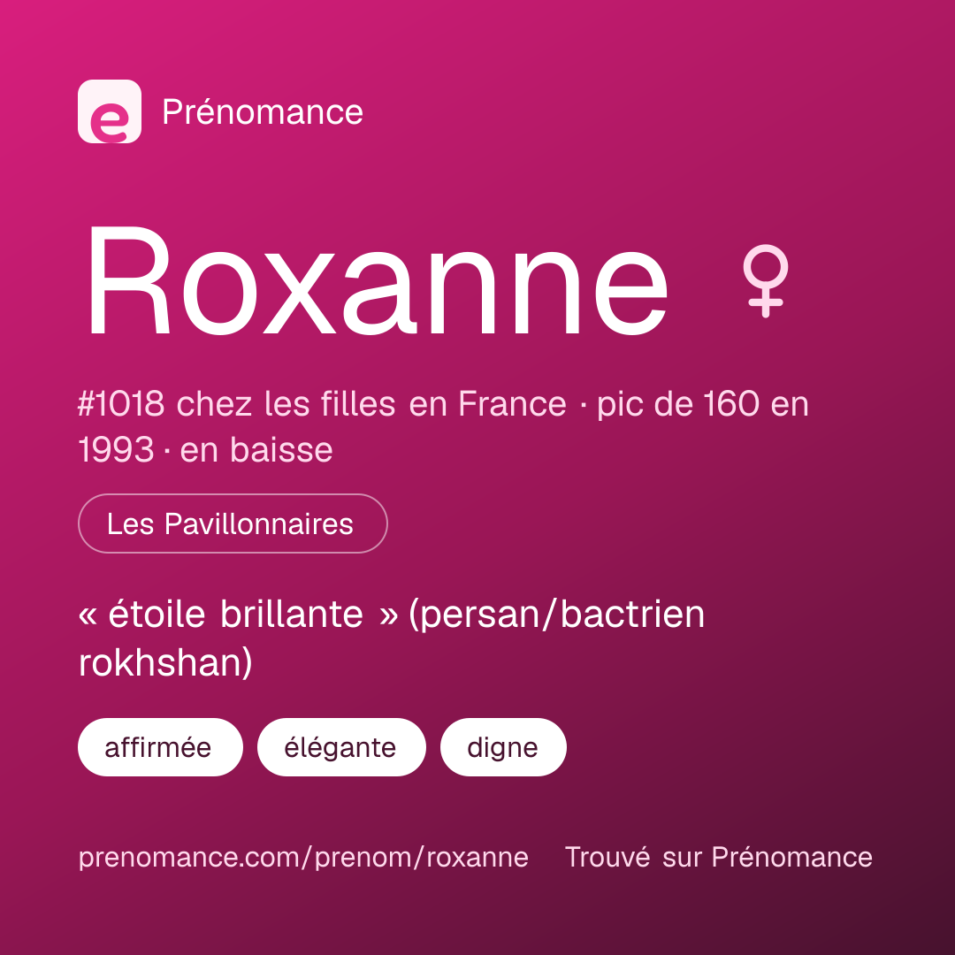 Carte de partage du prénom Roxanne