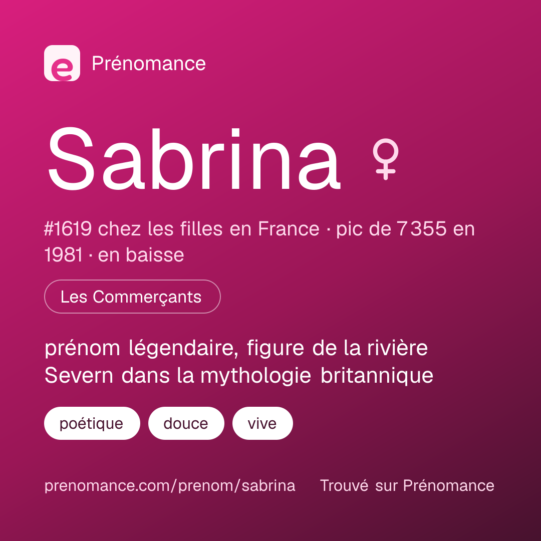 Carte de partage du prénom Sabrina