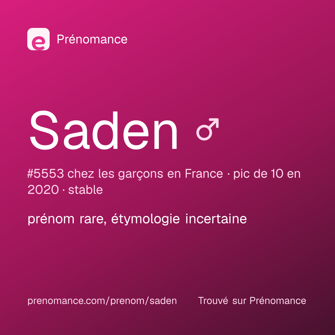 Carte de partage du prénom Saden