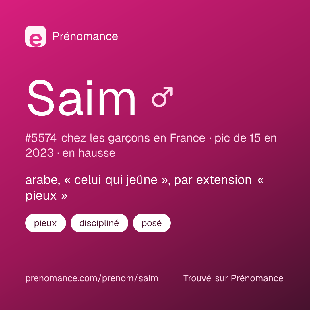 Carte de partage du prénom Saim