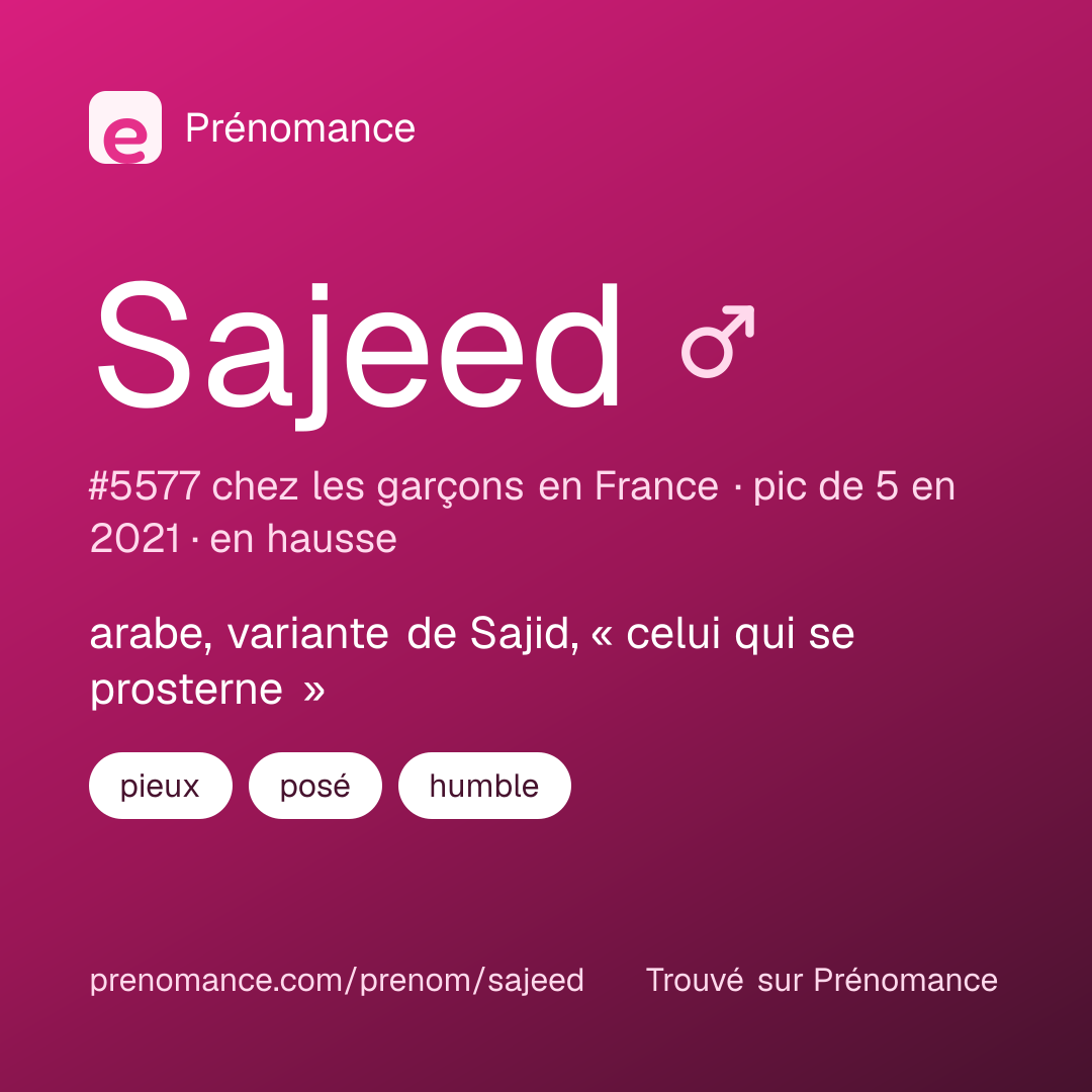 Carte de partage du prénom Sajeed