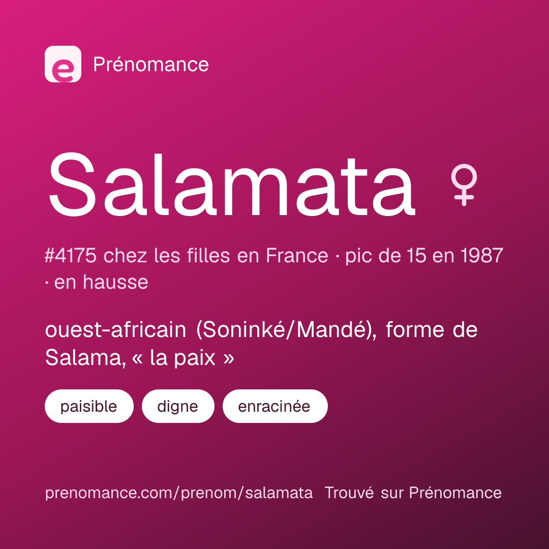 Carte de partage du prénom Salamata