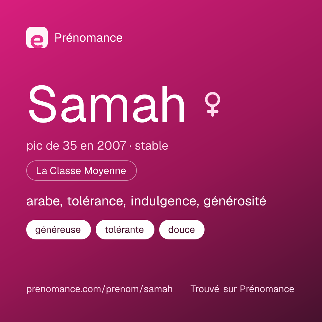 Carte de partage du prénom Samah