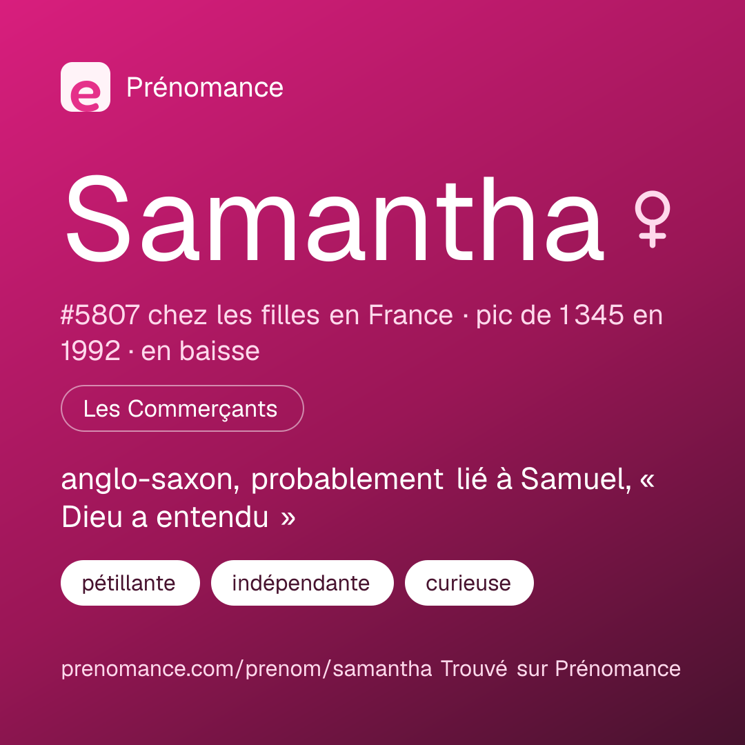 Carte de partage du prénom Samantha