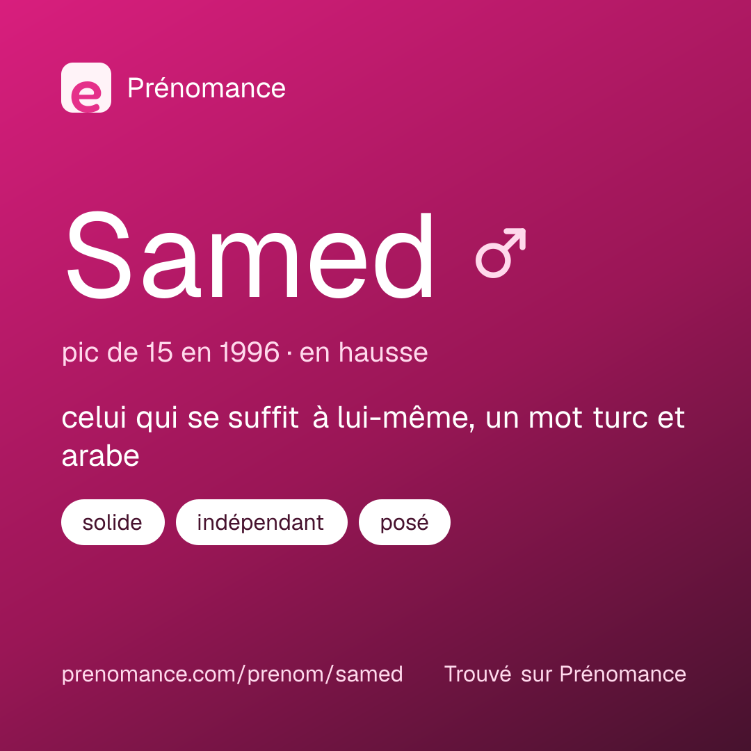 Carte de partage du prénom Samed