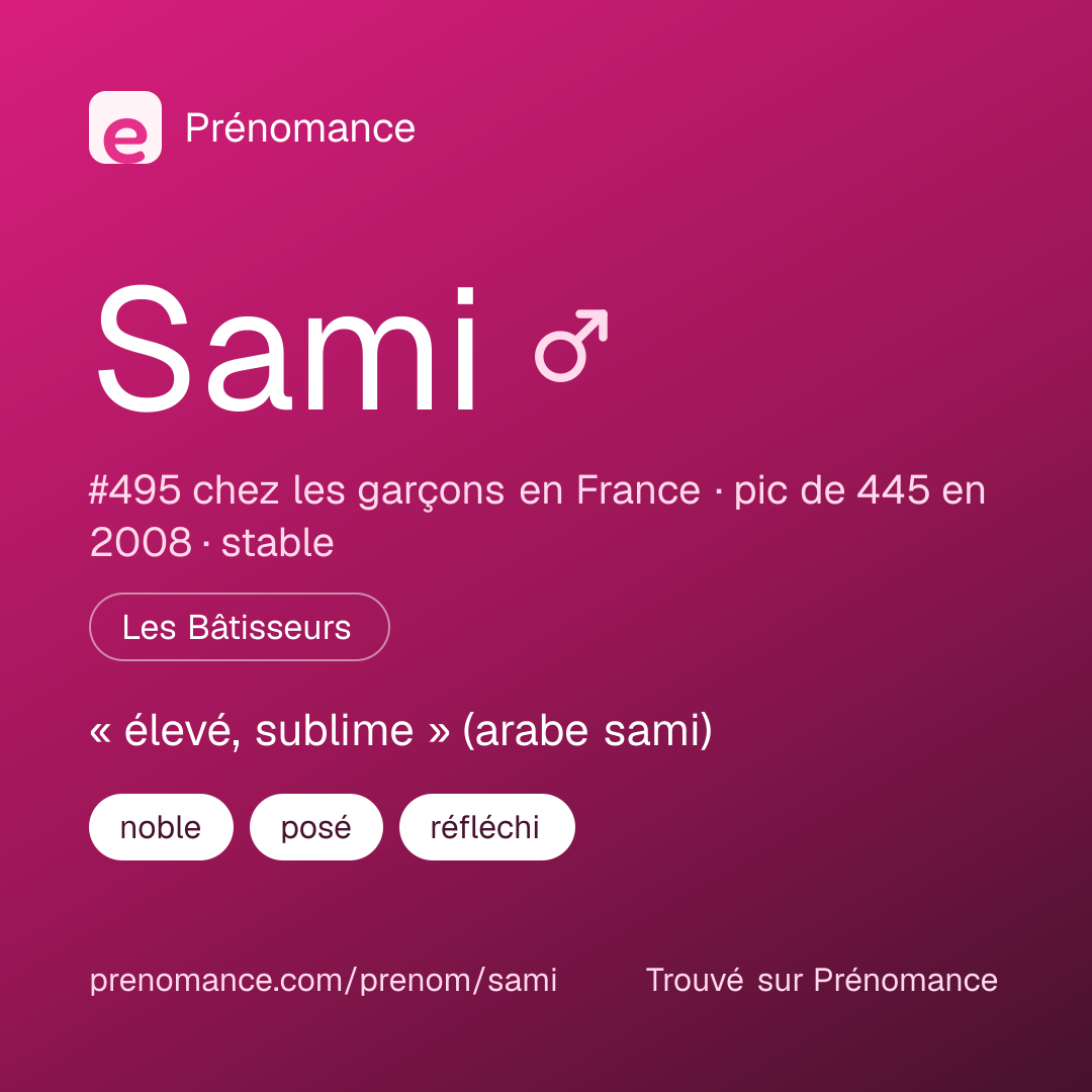 Carte de partage du prénom Sami