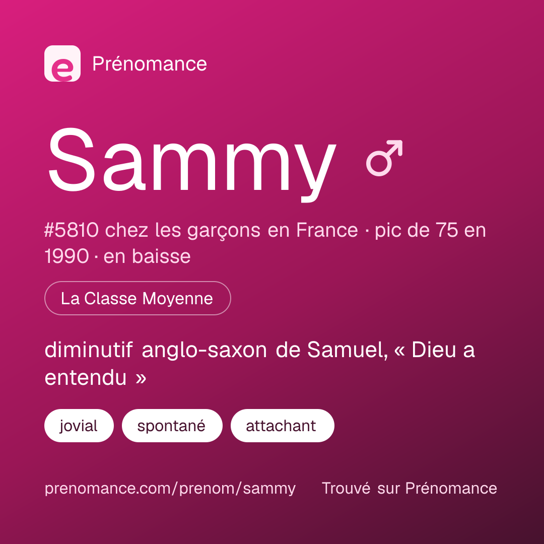 Carte de partage du prénom Sammy