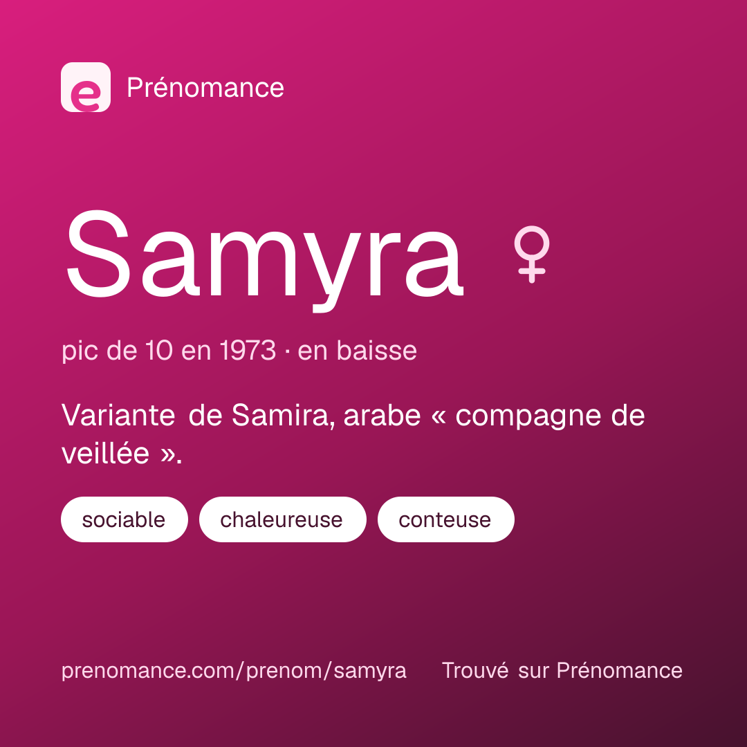 Carte de partage du prénom Samyra