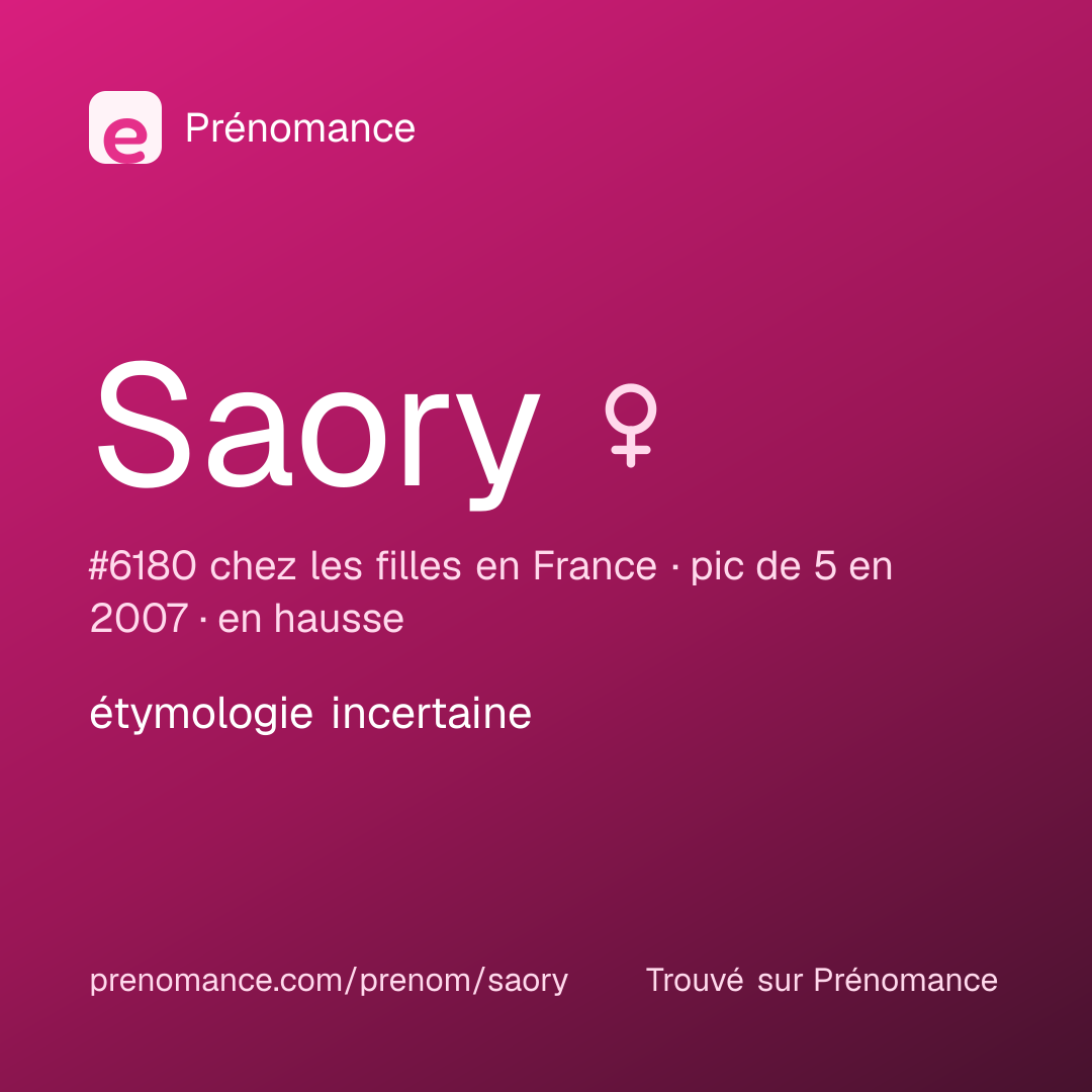 Carte de partage du prénom Saory