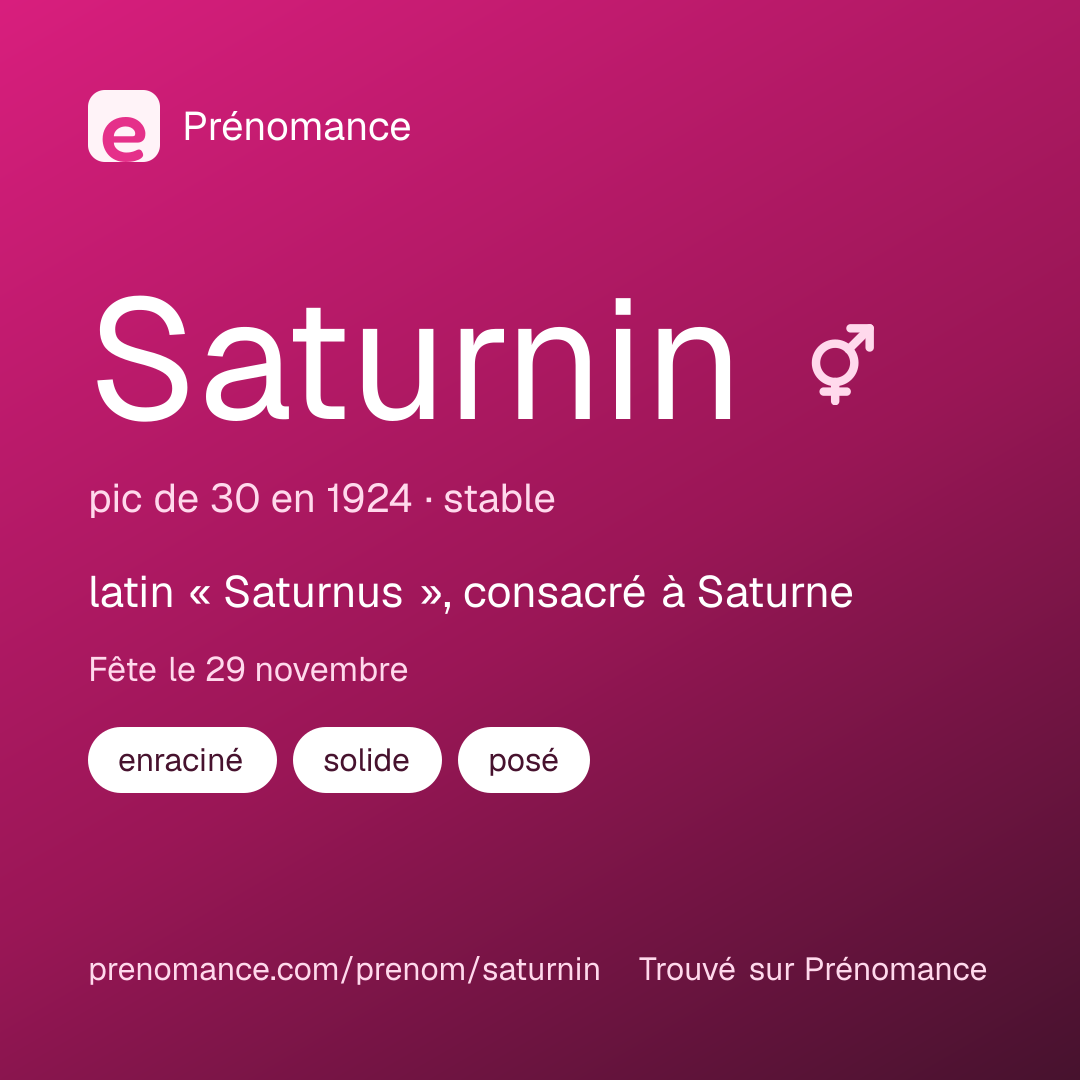 Carte de partage du prénom Saturnin