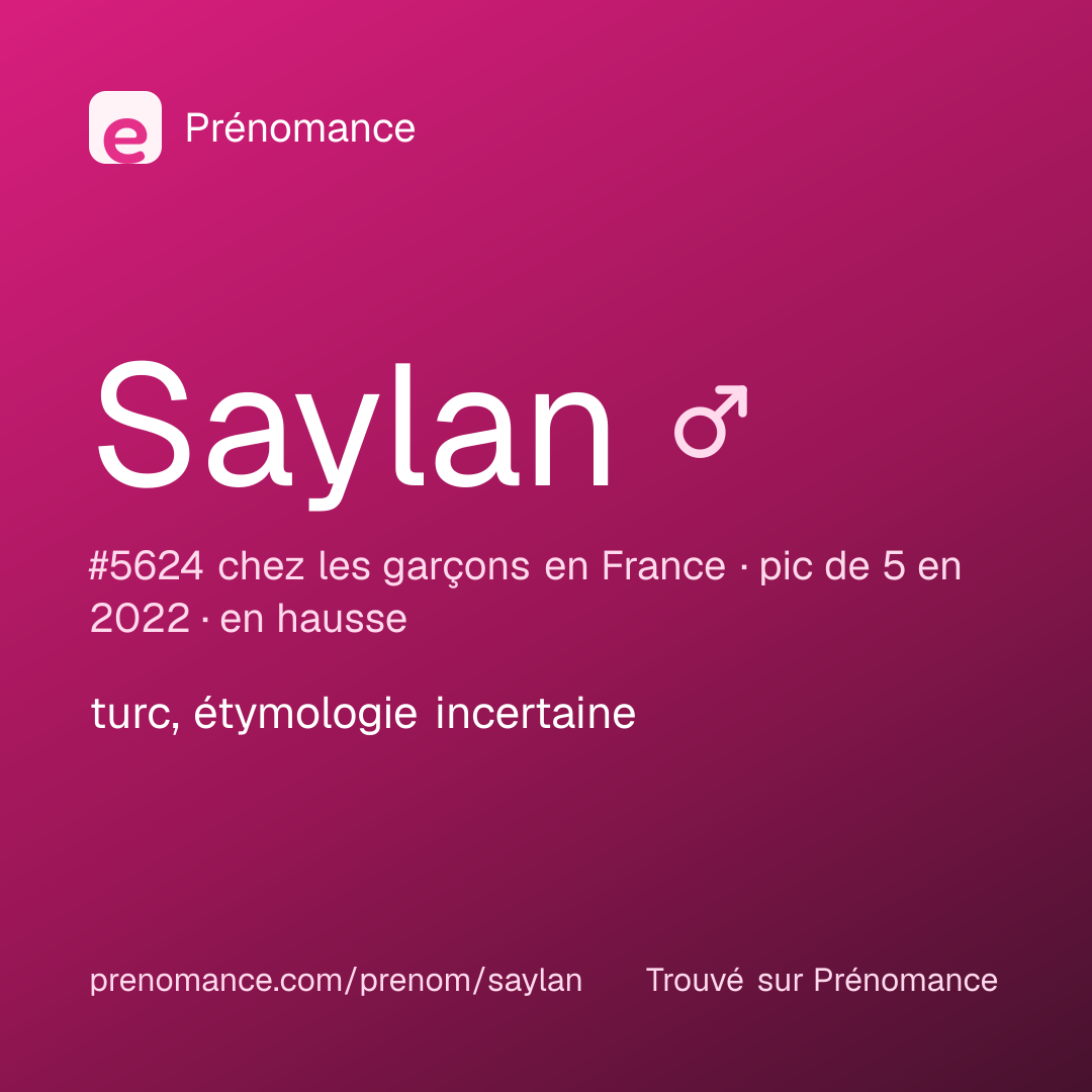Carte de partage du prénom Saylan