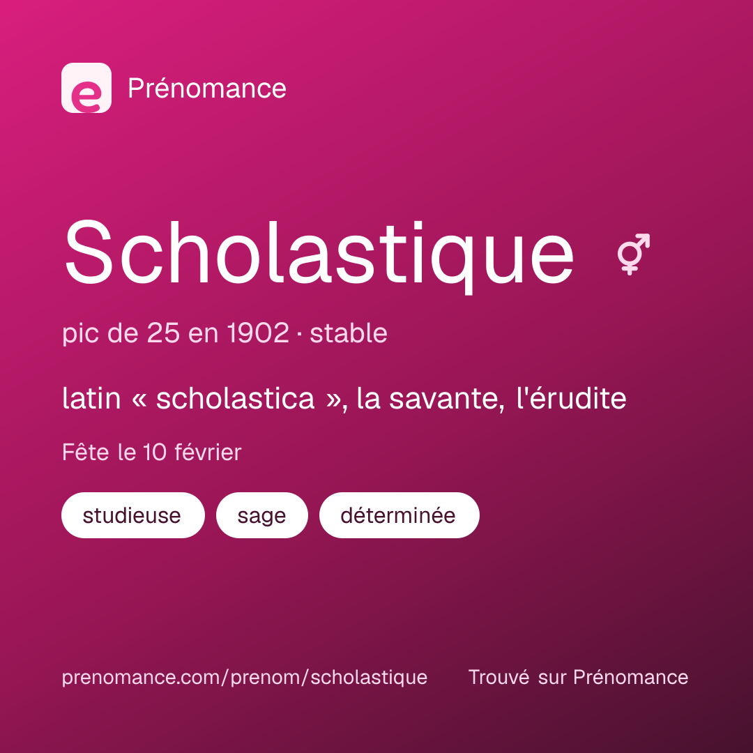 Carte de partage du prénom Scholastique