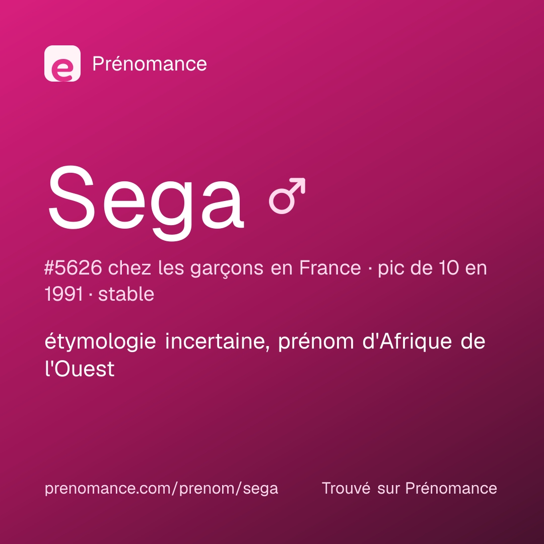 Carte de partage du prénom Sega