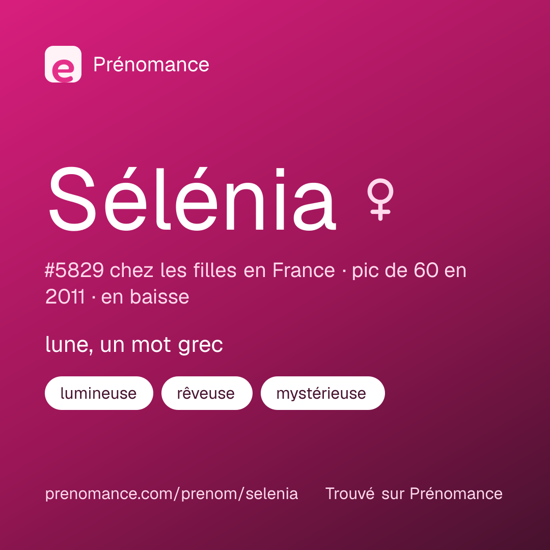 Carte de partage du prénom Sélénia
