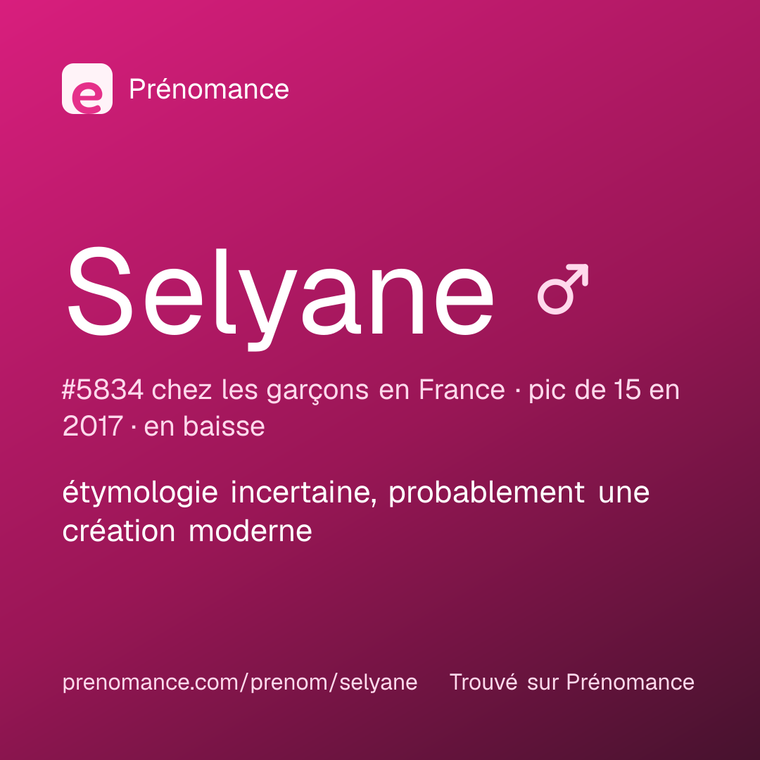 Carte de partage du prénom Selyane