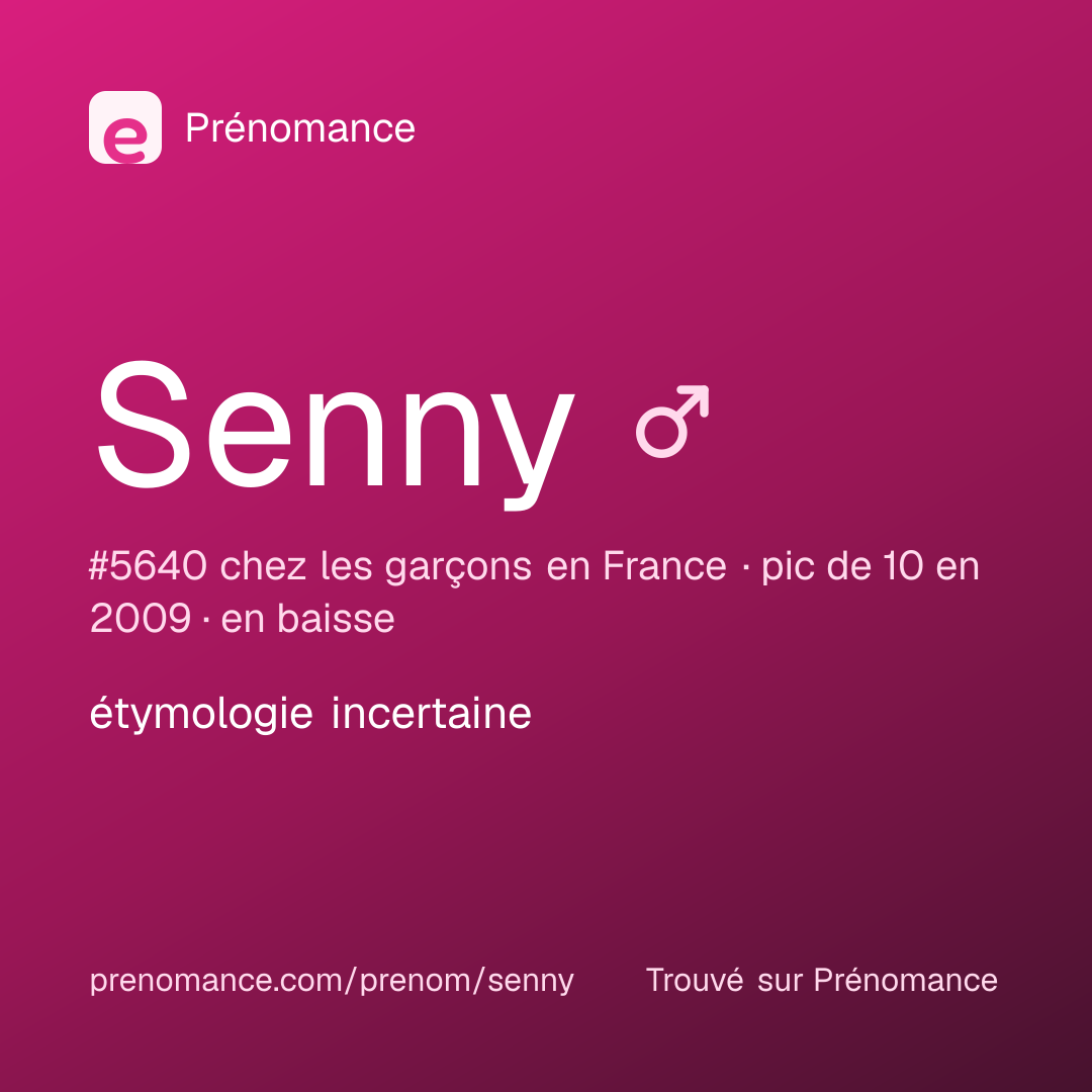 Carte de partage du prénom Senny