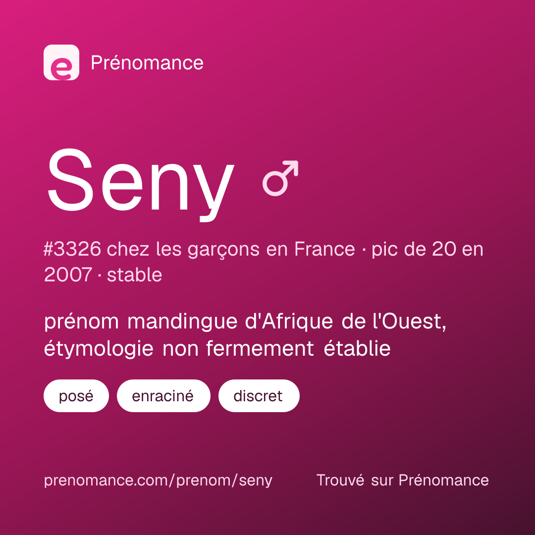 Carte de partage du prénom Seny