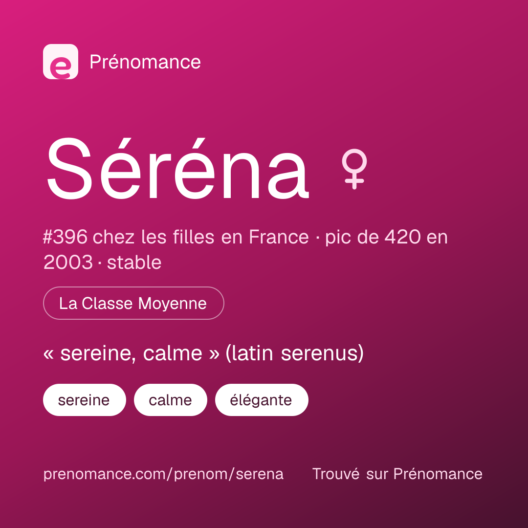 Carte de partage du prénom Séréna