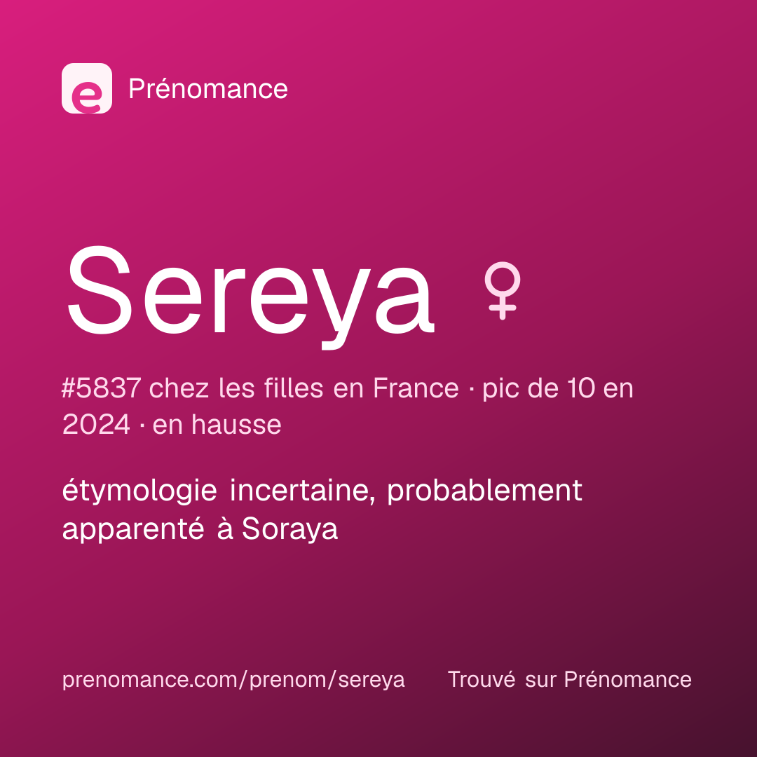 Carte de partage du prénom Sereya