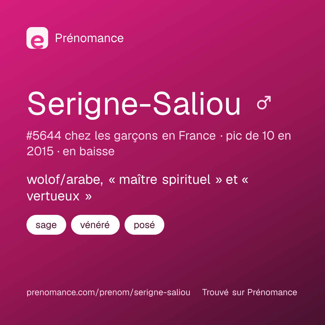 Carte de partage du prénom Serigne-Saliou